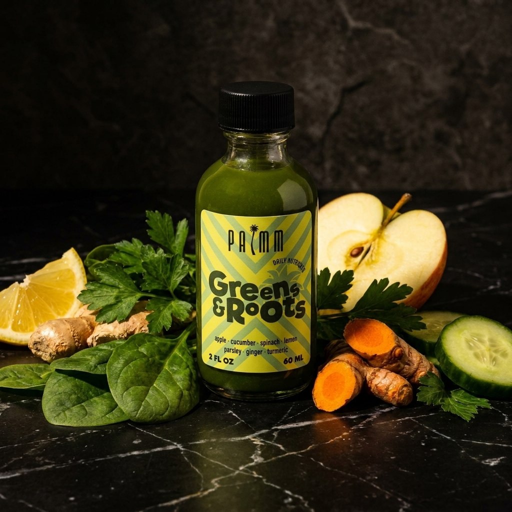Greens & Roots cold-pressed juice — Palmm